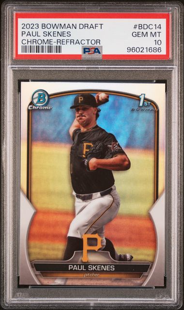 Graded 2023 Topps Bowman Draft Paul Skenes #BDC14 Chrome Refractor Rookie RC Baseball Card PSA 10 Gem Mint