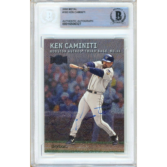 2000 Fleer SkyBox Metal Universe #192 — Ken Caminiti Houston Astros Autographed Trading Card — Beckett Authentication
