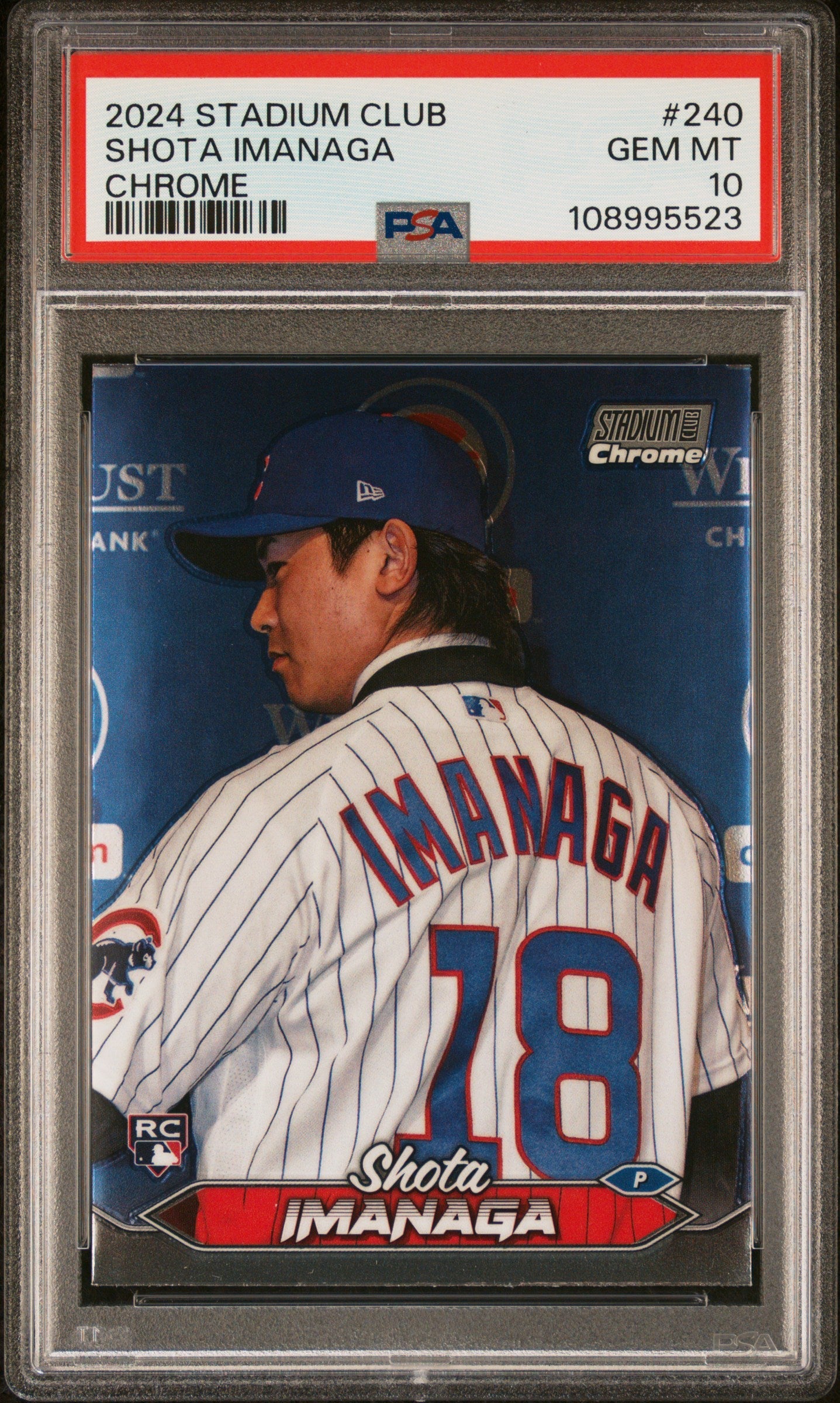 Graded 2024 Topps Stadium Club Shota Imanaga #240 Chrome Rookie RC Baseball Card PSA 10 Gem Mint