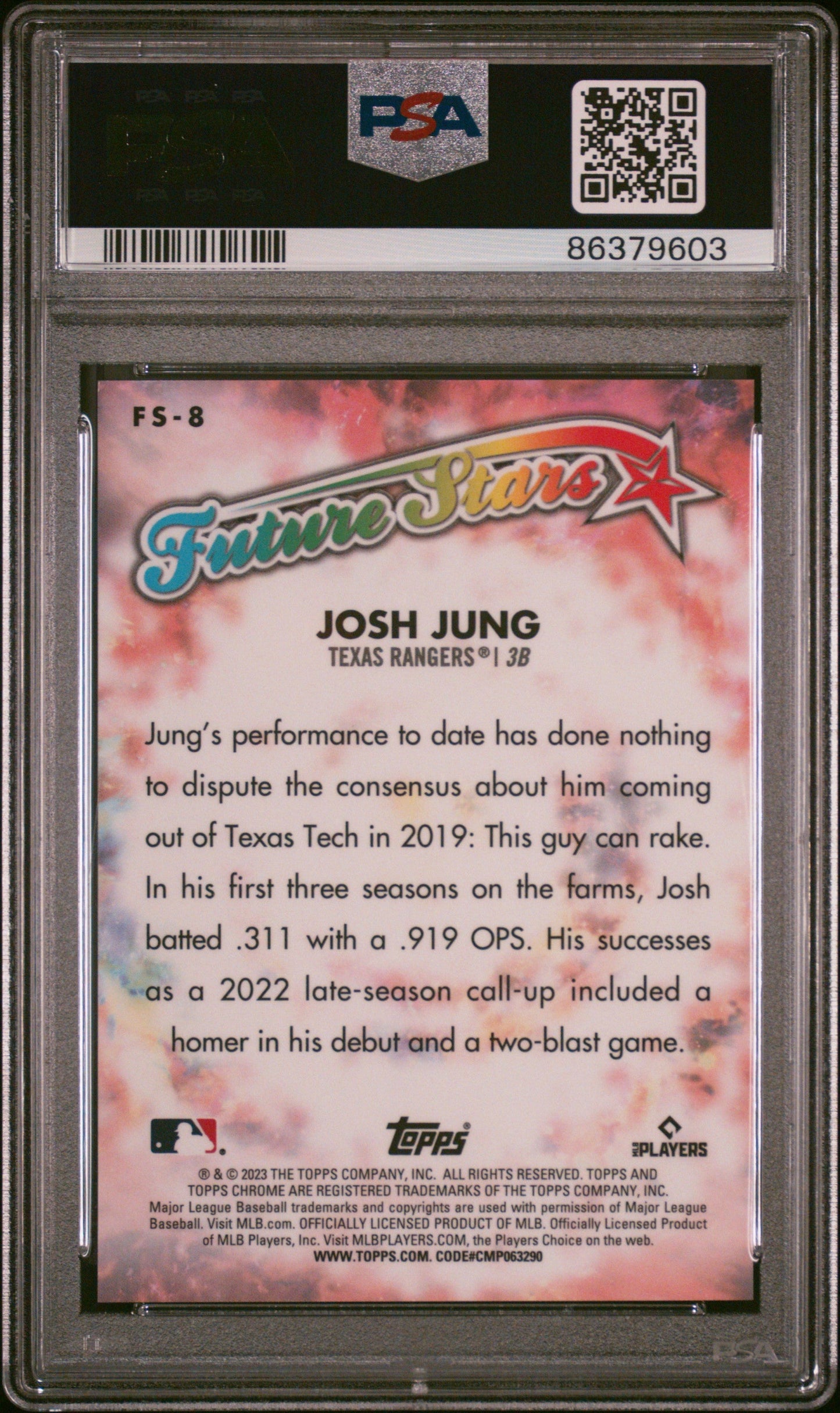 Graded 2023 Topps Chrome Logofractor Edition Josh Jung #FS8 Future Stars Rookie RC Baseball Card PSA 10 Gem Mint