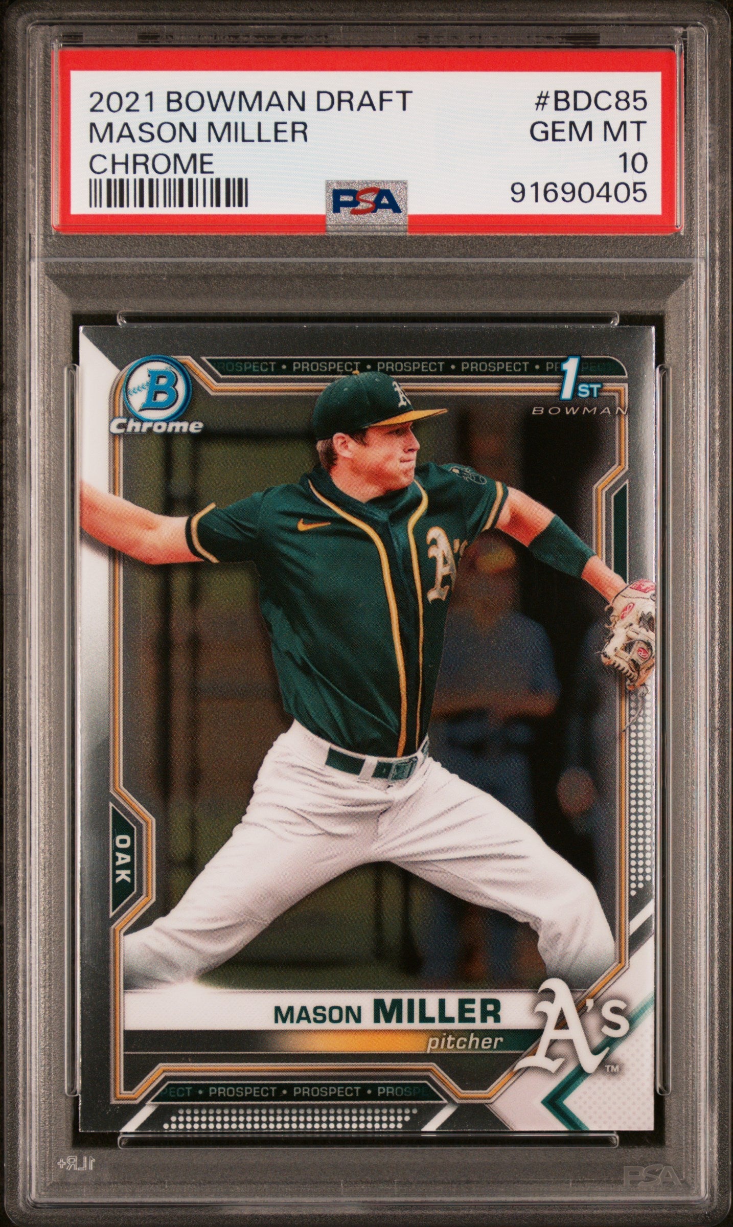 Graded 2021 Topps Bowman Draft Mason Miller #BDC85 Chrome Rookie RC Baseball Card PSA 10 Gem Mint