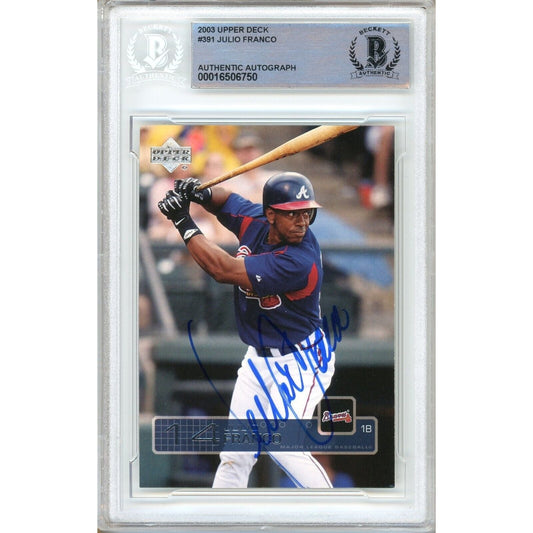 2003 Upper Deck — Julio Franco Atlanta Braves Autographed Trading Card — Beckett Authentication