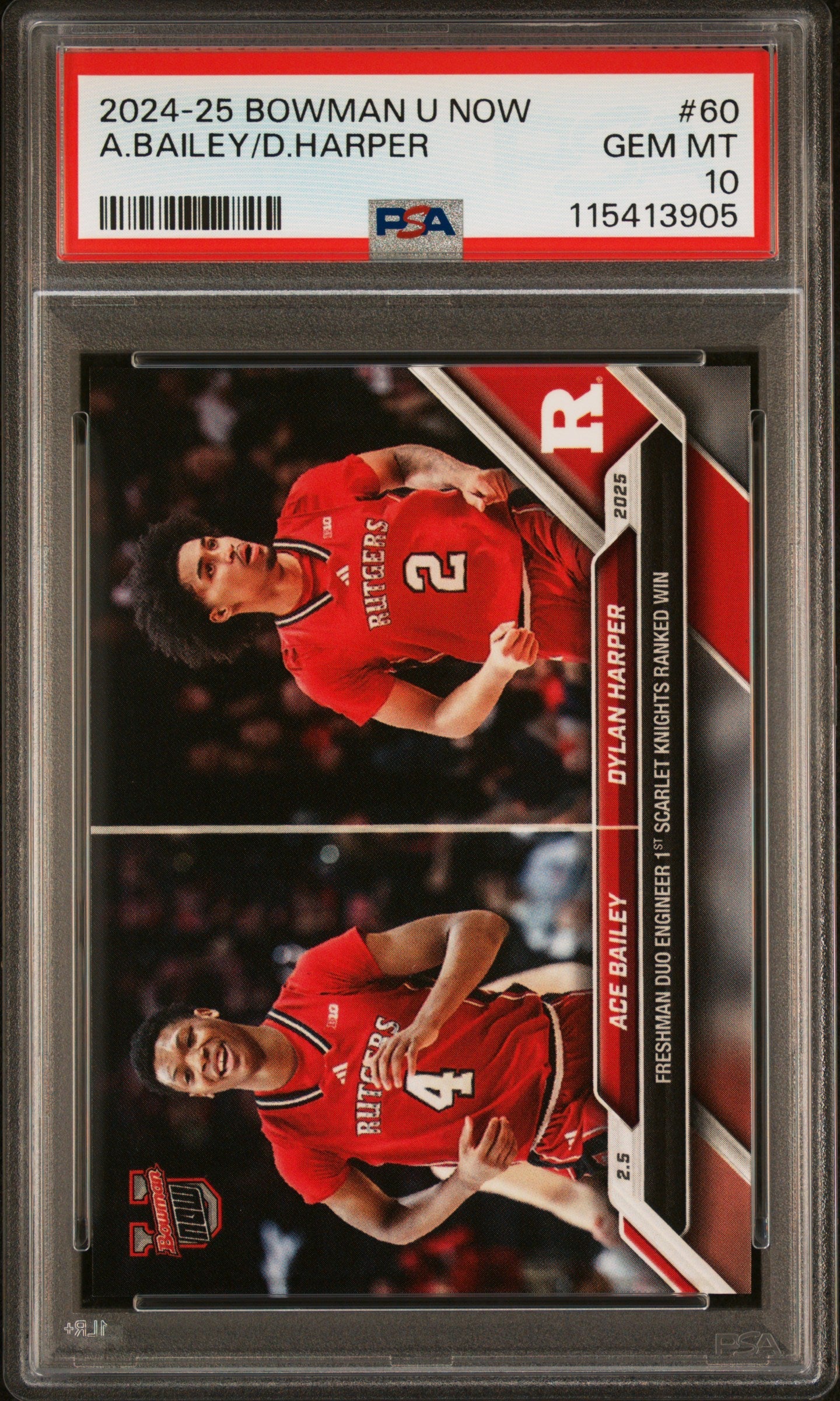 Graded 2024 Topps Bowman U Now Dylan Harper/Ace Bailey #60 Rookie RC Basketball Card PSA 10 Gem Mint