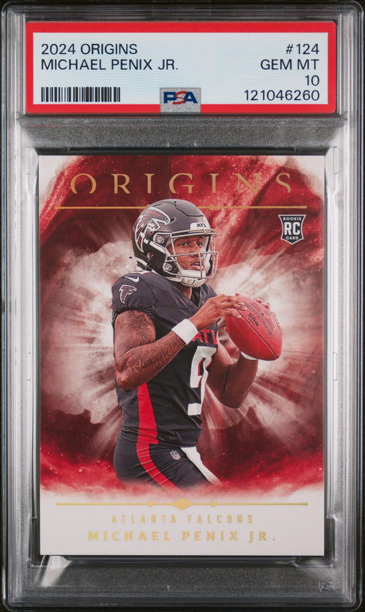 Graded 2024 Panini Origins Michael Penix Jr #124 Rookie RC Football Card PSA 10 Gem Mint