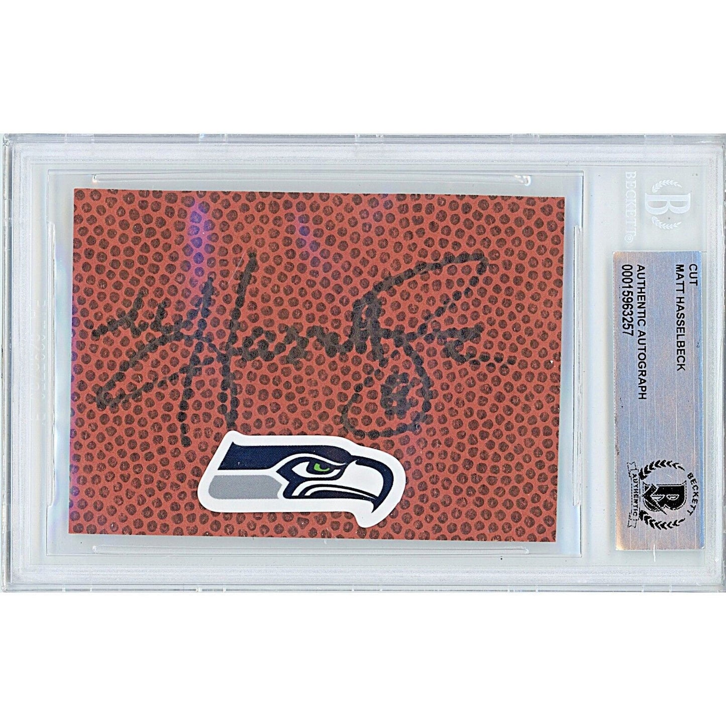 Matt Hasselbeck Signed Seattle Seahawks Football Signature Cut Beckett Auth Auto Slab