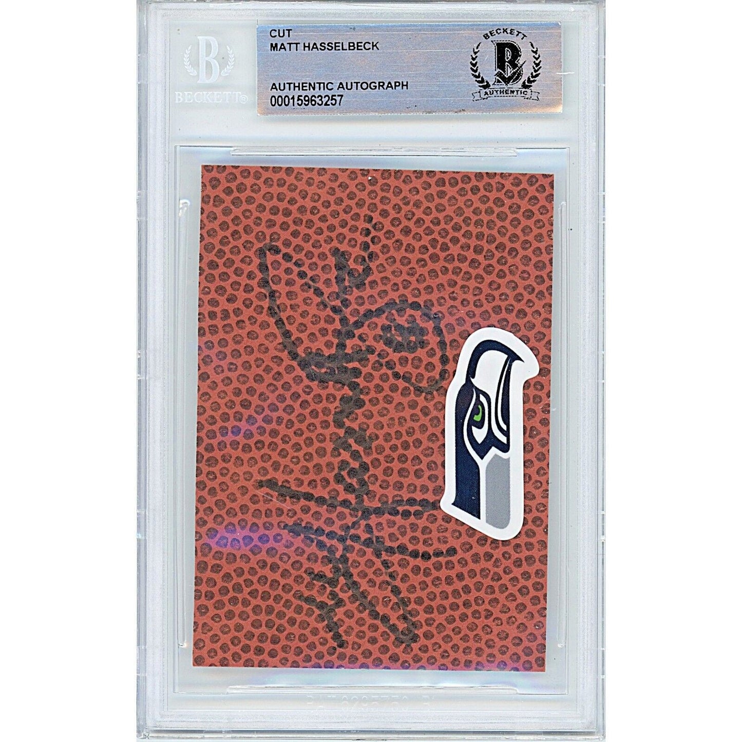 Matt Hasselbeck Signed Seattle Seahawks Football Signature Cut Beckett Auth Auto Slab