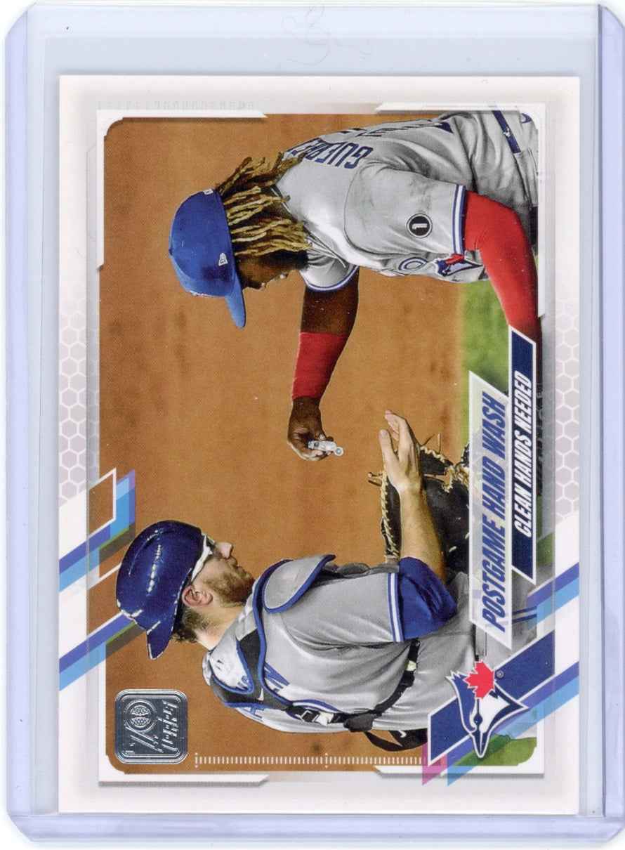 2021 Topps #159 Postgame Hand Wash/Danny Jansen/Vladimir Guerrero Jr Blue Jay Card