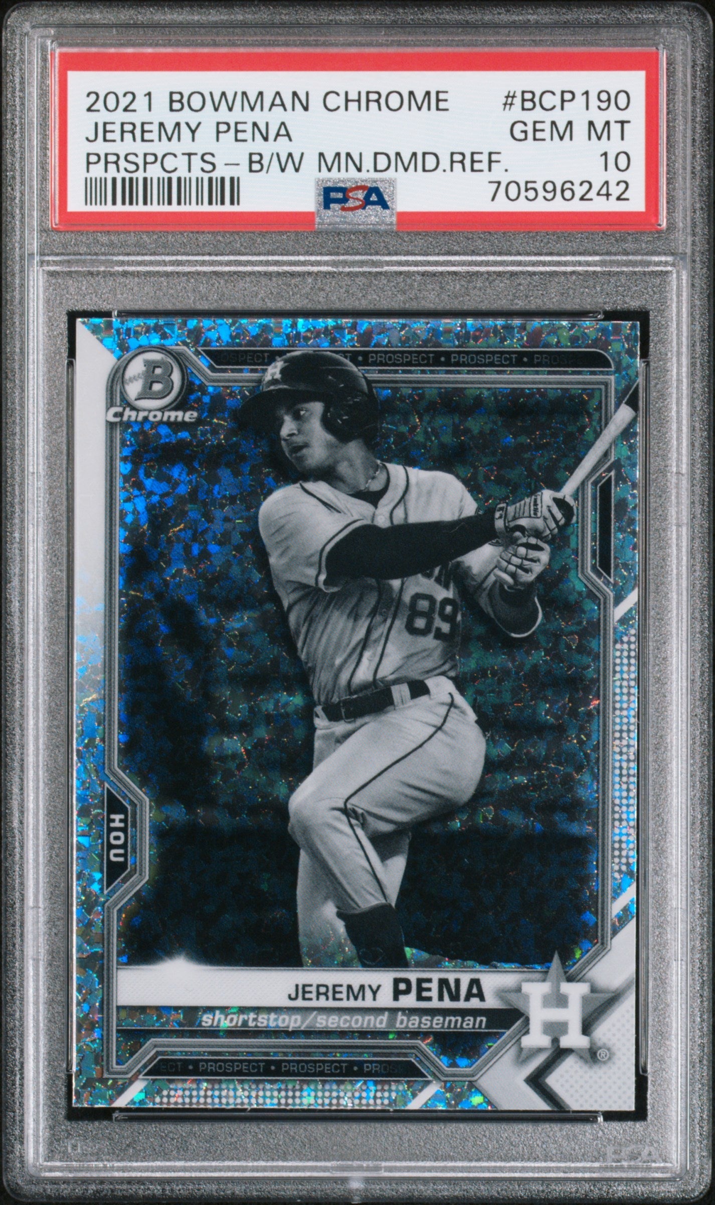 Graded 2021 Topps Bowman Chrome Jeremy Pena #BCP190 Prospects B/W Mini Diamond Refractor Rookie RC Baseball Card PSA 10 Gem Mint