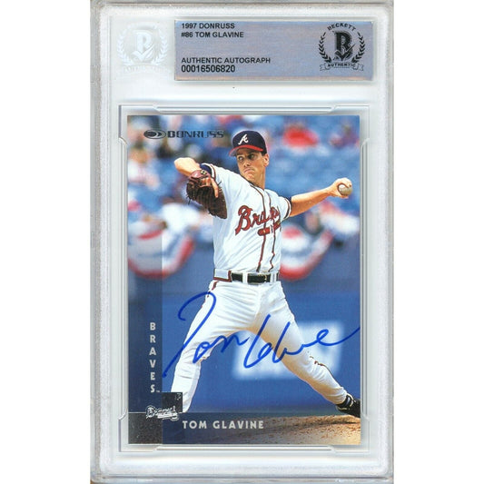 Tom Glavine Atlanta Braves Signed 1997 Donruss Baseball Card Beckett Authentic Auto Slab