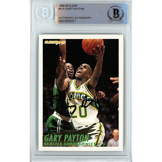 1994-95 Fleer #215 — Gary Payton Seattle Supersonics Autographed Trading Card — Beckett Authentication