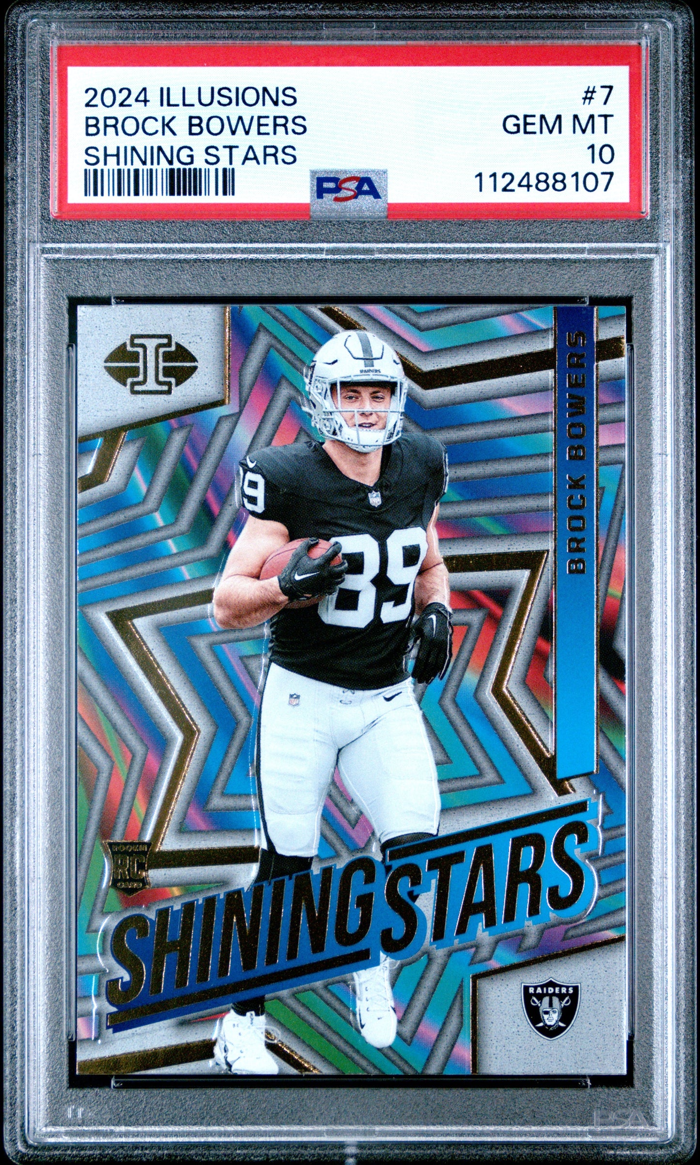 Graded 2024 Panini Illusions Brock Bowers #7 Shining Stars Rookie RC Football Card PSA 10 Gem Mint - Sport Cards