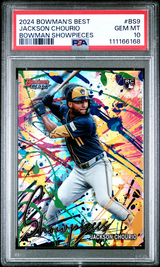 Graded 2024 Topps Bowmans Best Jackson Chourio #BS9 Bowman Showpieces Rookie RC Baseball Card PSA 10 Gem Mint
