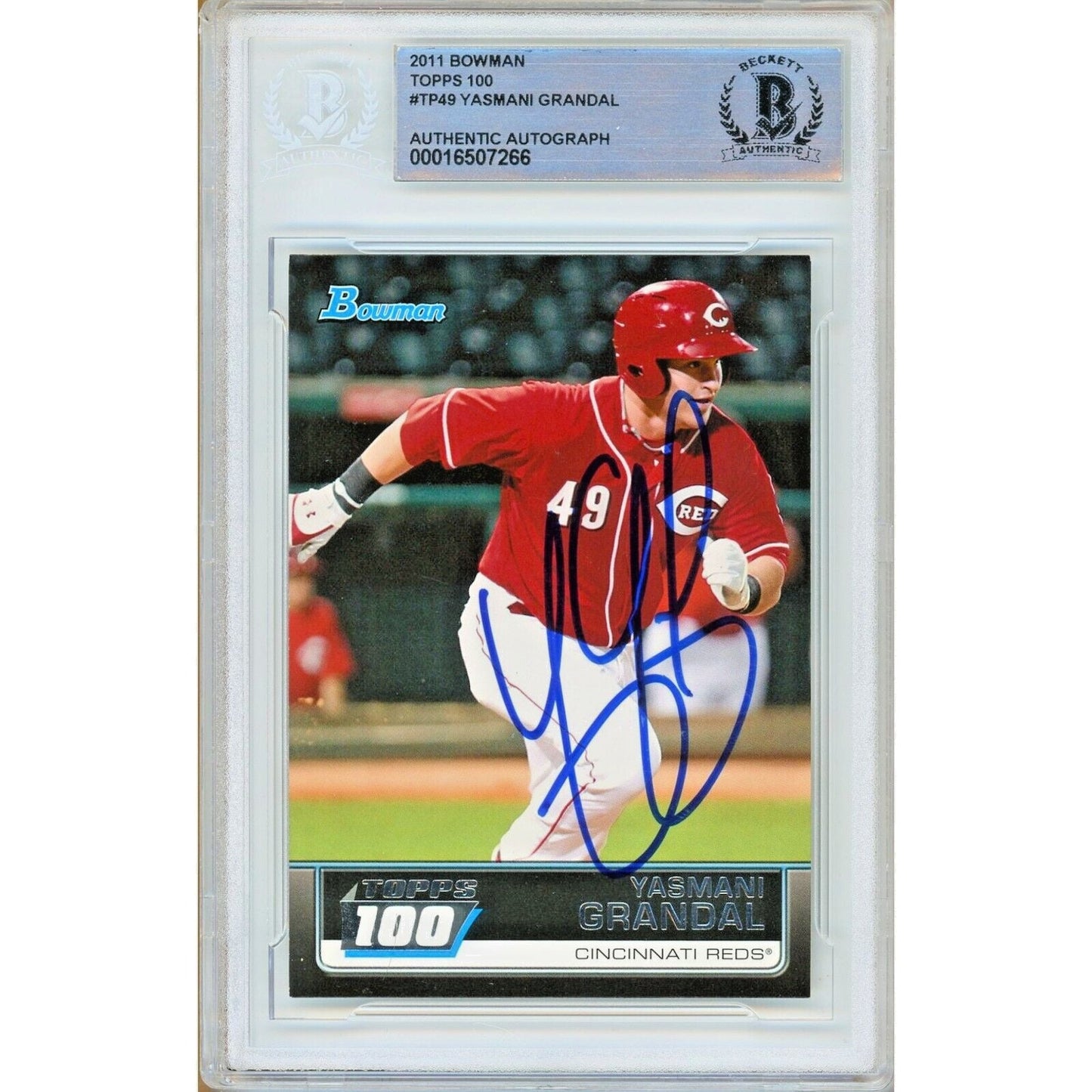 Yasmani Grandal Cincinnati Reds Signed 2011 Bowman Topps 100 Card Beckett Auth Auto Slab