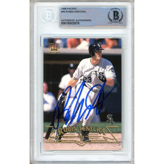 Robin Ventura Chicago White Sox Signed 1998 Pacific Baseball Card Beckett Auth Auto Slab