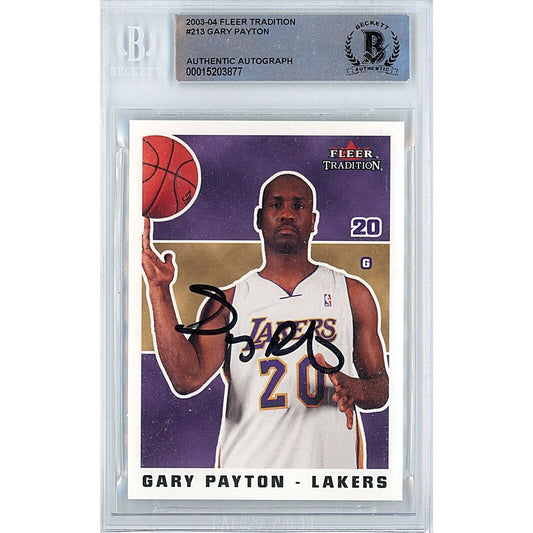 2003-04 Fleer Tradition #213 — Gary Payton Los Angeles Lakers Autographed Trading Card — Beckett Authentication