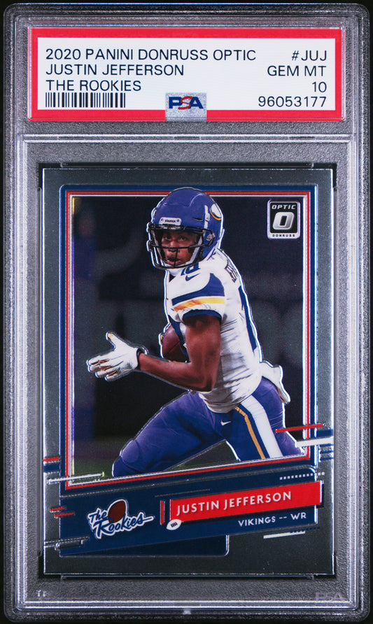 Graded 2020 Panini Donruss Optic Justin Jefferson #JUJ The Rookies Rookie RC Football Card PSA 10 Gem Mint