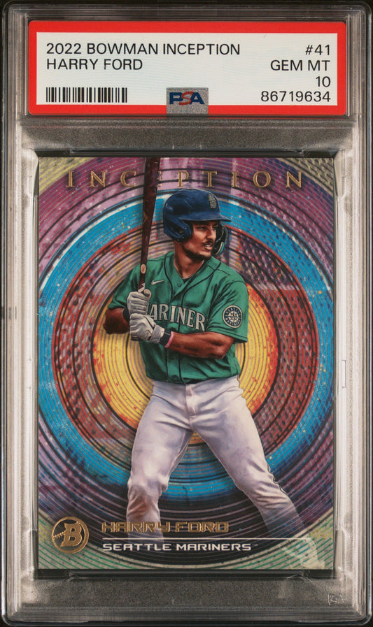 Graded 2022 Topps Bowman Inception Harry Ford #41 Rookie RC Baseball Card PSA 10 Gem Mint