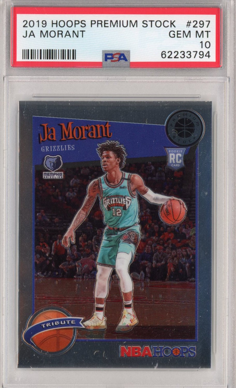 Graded 2019-20 Panini Hoops Premium Stock Ja Morant #297 Rookie RC Basketball Card PSA 10 Gem Mint