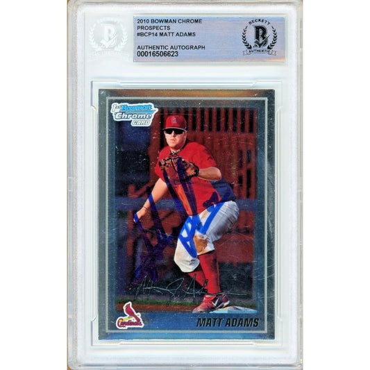 Matt Adams St Louis Cardinals Signed 2010 Bowman Chrome Prospects RC Beckett Auth Auto