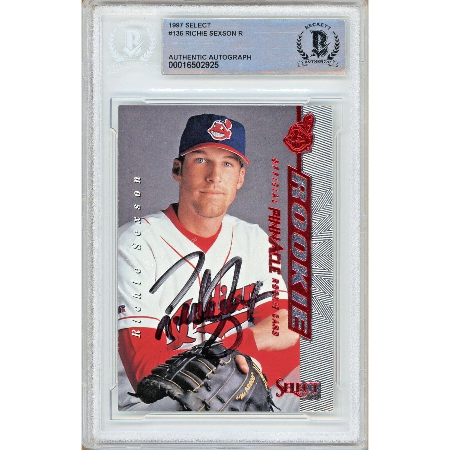 Richie Sexson Cleveland Indians Signed 1997 Pinnacle Select Card Beckett Authentic Auto Slab
