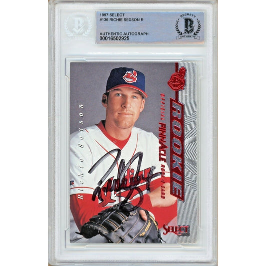 Richie Sexson Cleveland Indians Signed 1997 Pinnacle Select Card Beckett Authentic Auto Slab