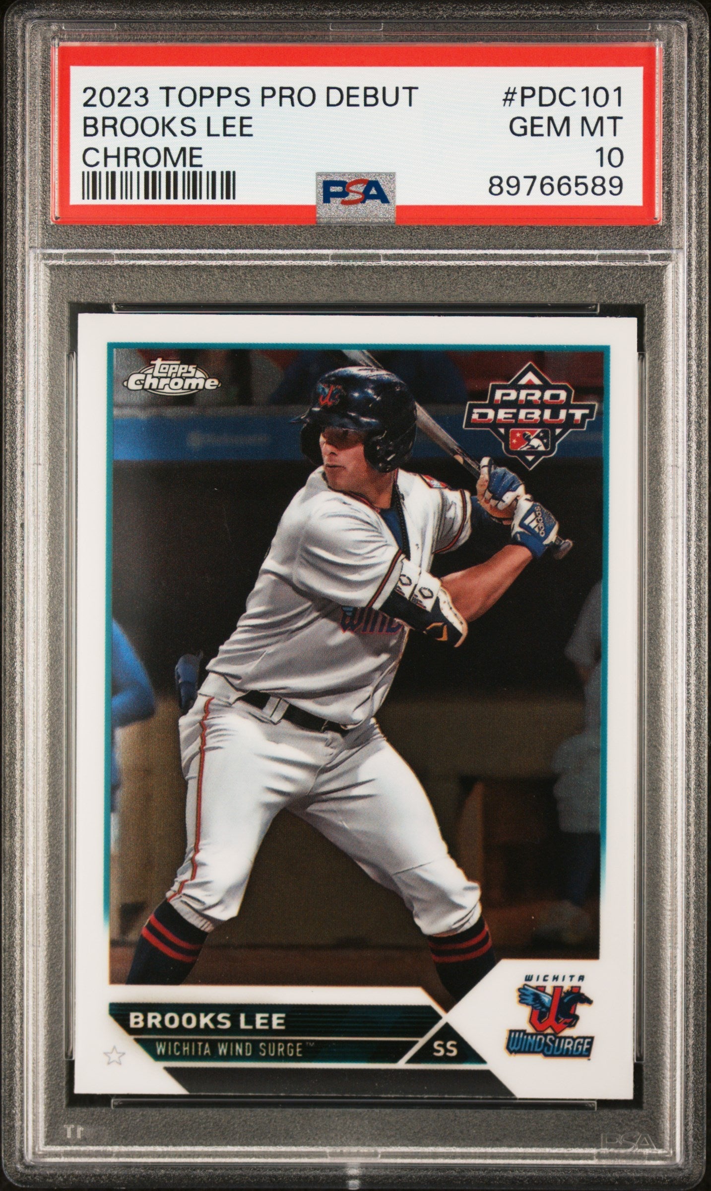 Graded 2023 Topps Pro Debut Brooks Lee #PDC101 Chrome Rookie RC Baseball Card PSA 10 Gem Mint