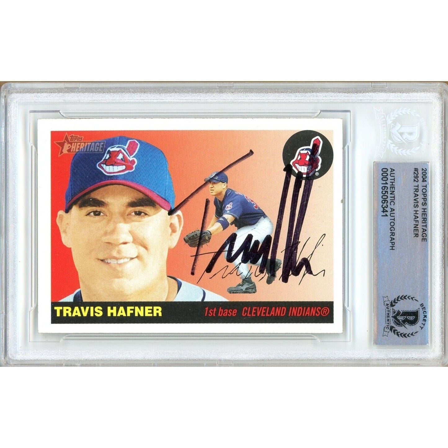 Travis Hafner Cleveland Indians Signed 2004 Topps Heritage Card Beckett Authentic Auto