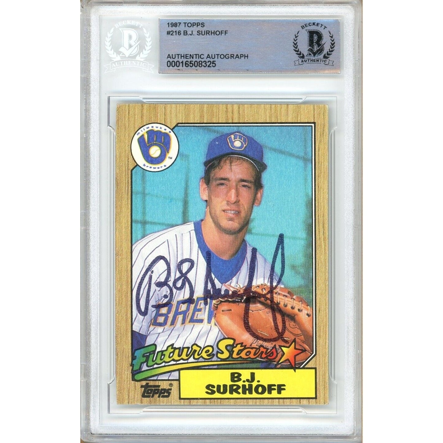 1987 Topps — BJ Surhoff Milwaukee Brewers Autographed Trading Card — Beckett Authentication