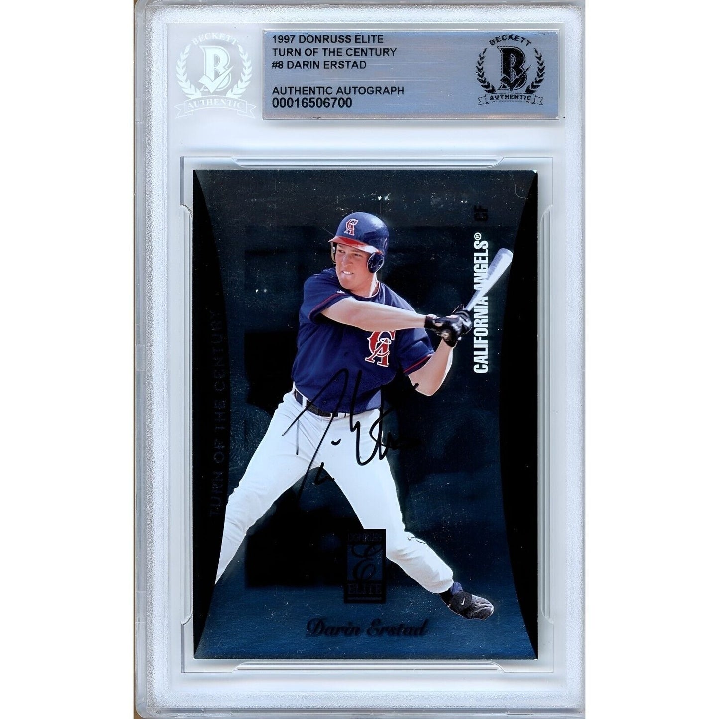 1997 Donruss Elite #1070 — Darin Erstad LA Angels Autographed Trading Card — Beckett Authentication
