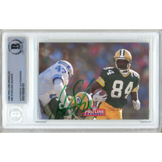 Sterling Sharpe Green Bay Packers Signed 1992 Pro Line Profiles Card Beckett Auth Auto Slab