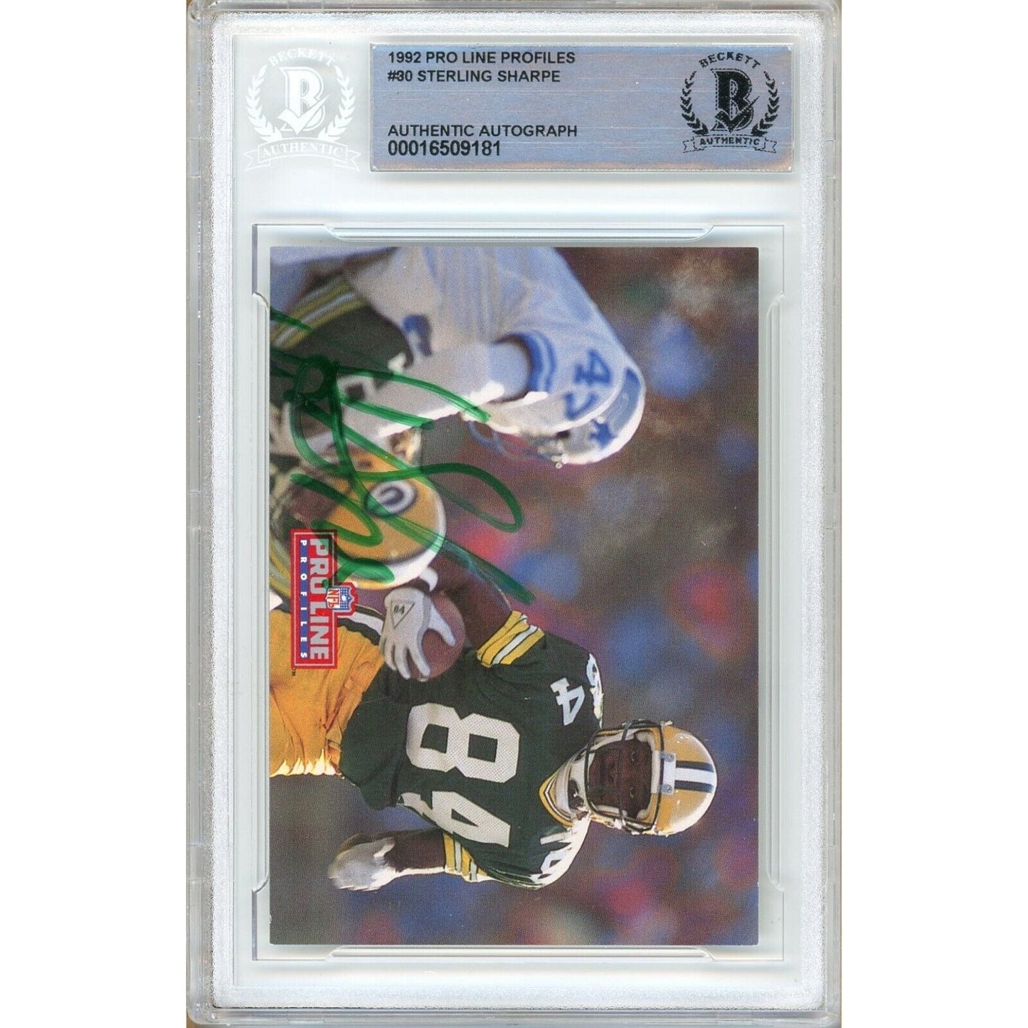 Sterling Sharpe Green Bay Packers Signed 1992 Pro Line Profiles Card Beckett Auth Auto Slab