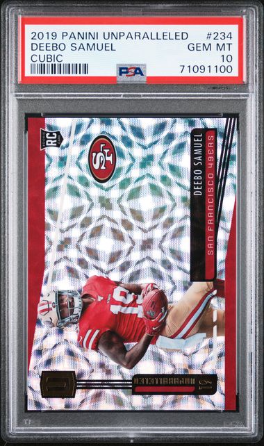 Graded 2019 Panini Unparalleled Deebo Samuel #234 Cubic #/135 Rookie RC Football Card PSA 10 Gem Mint