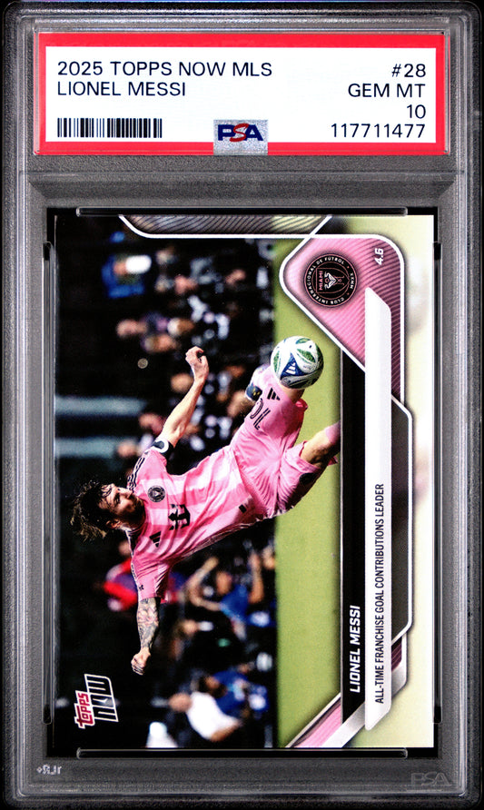 Graded 2025 Topps Now MLS Lionel Messi #28 Soccer Card PSA 10 Gem Mint
