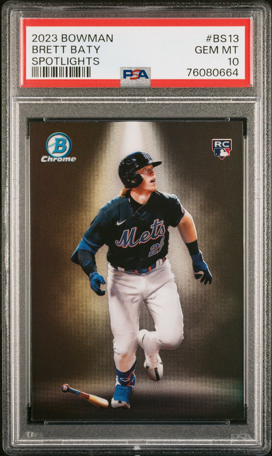 Graded 2023 Topps Bowman Brett Baty #BS13 Spotlights Rookie RC Baseball Card PSA 10 Gem Mint