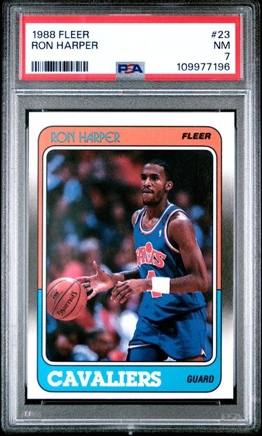 Graded 1988 Fleer Ron Harper #23 2nd Year Basketball Card PSA 7 NM - Sport Cards