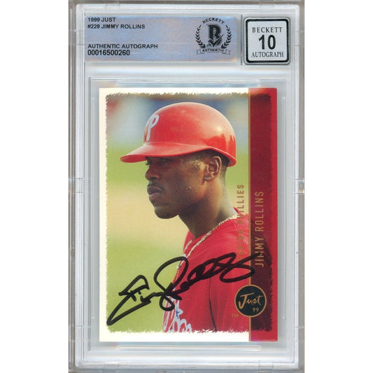 1999 — Jimmy Rollins Phillies Autographed Trading Card — Beckett Authentication