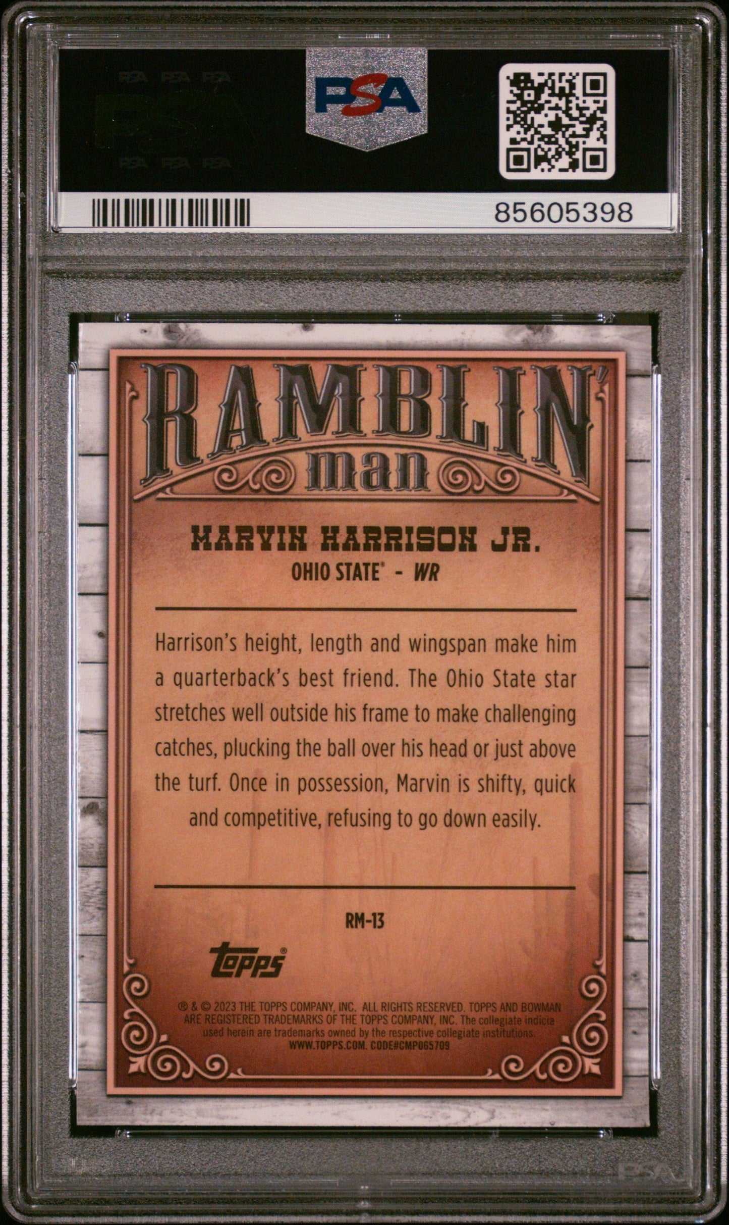 Graded 2023 Topps Bowman U Chrome Marvin Harrison Jr #RM13 Ramblin Man Rookie RC Football Card PSA 10 Gem Mint - Sport Cards