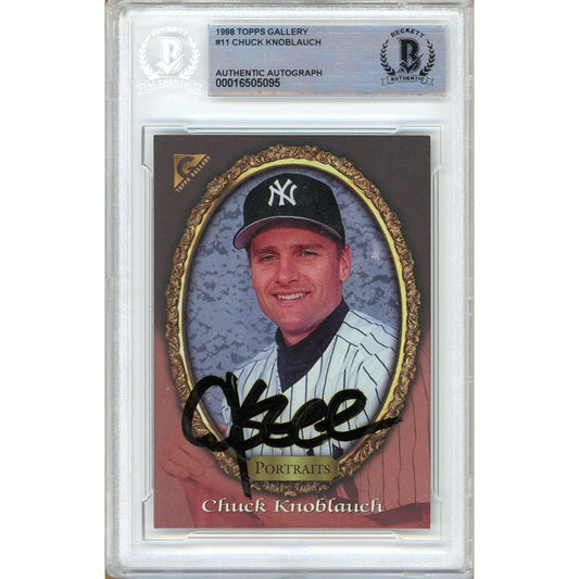 1998 Topps Gallery #11 — Chuck Knoblauch New York Yankees Autographed Trading Card — Beckett Authentication
