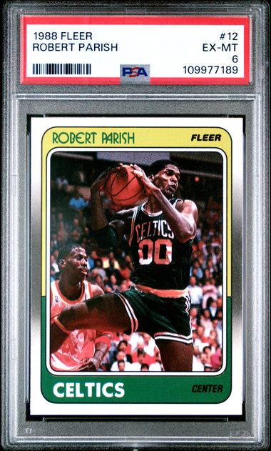 Graded 1988 Fleer Robert Parish #12 Basketball Card PSA 6 EX-MT - Sport Cards