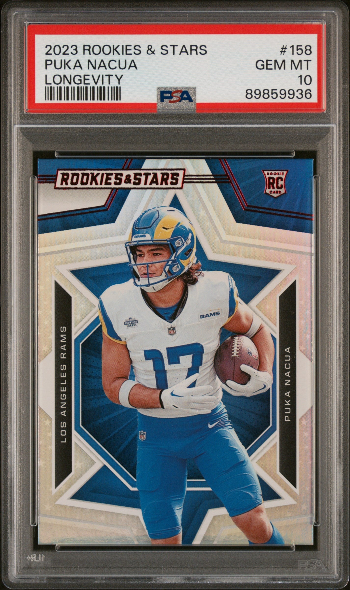 Graded 2023 Panini Rookies & Stars Puka Nacua #158 Longevity Rookie RC Football Card PSA 10 Gem Mint