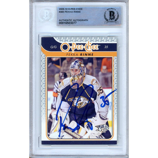 Pekka Rinne Nashville Predators Signed 2009-10 O-Pee-Chee Hockey Card Beckett Auth Auto