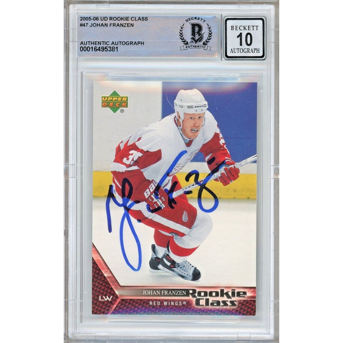 2005 Upper Deck Rookie Class #47 — Josan Franzen Detroit Red Wings Autographed Trading Card — Beckett Authentication