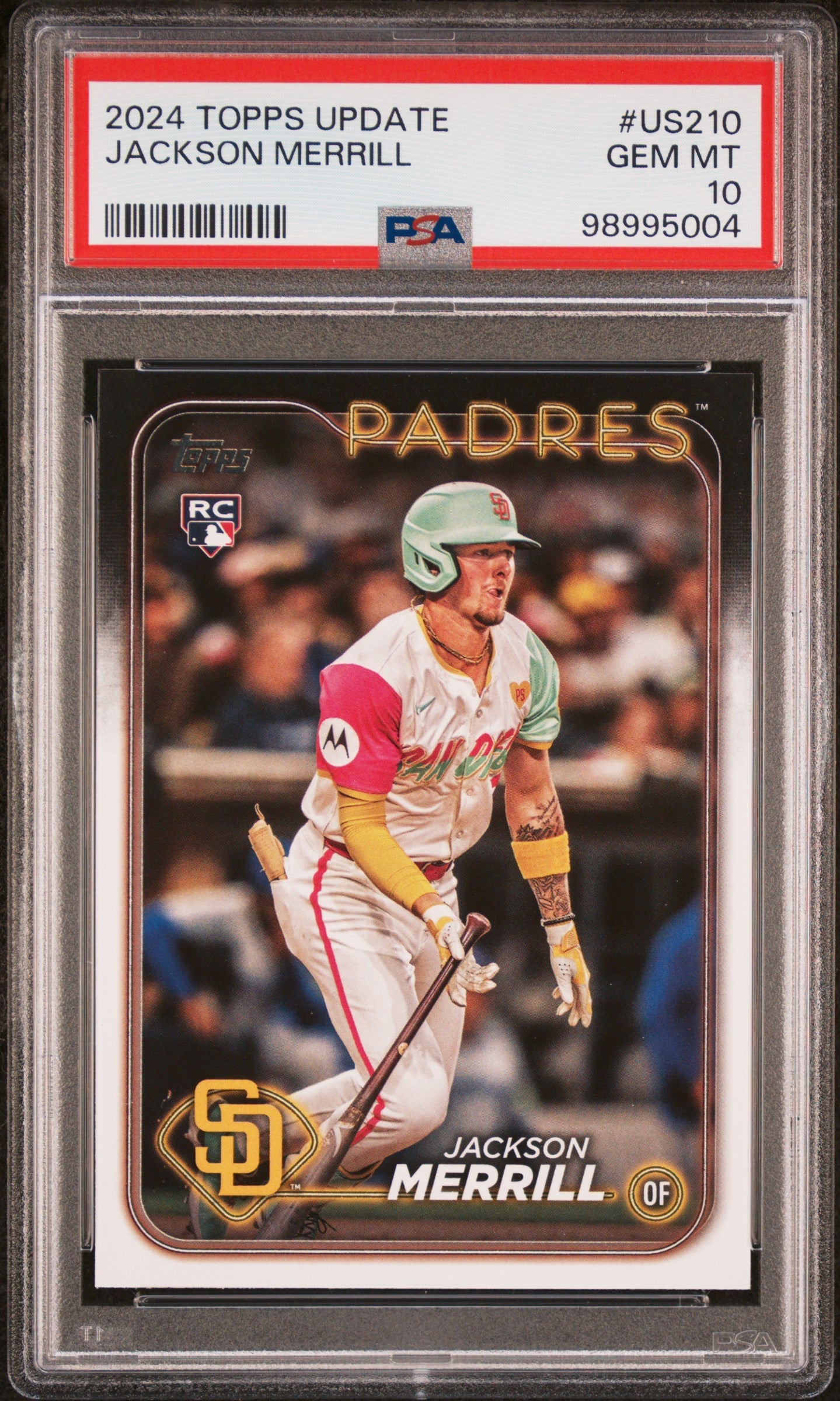 Graded 2024 Topps Update Jackson Merrill #US210 Rookie RC Baseball Card PSA 10 Gem Mint