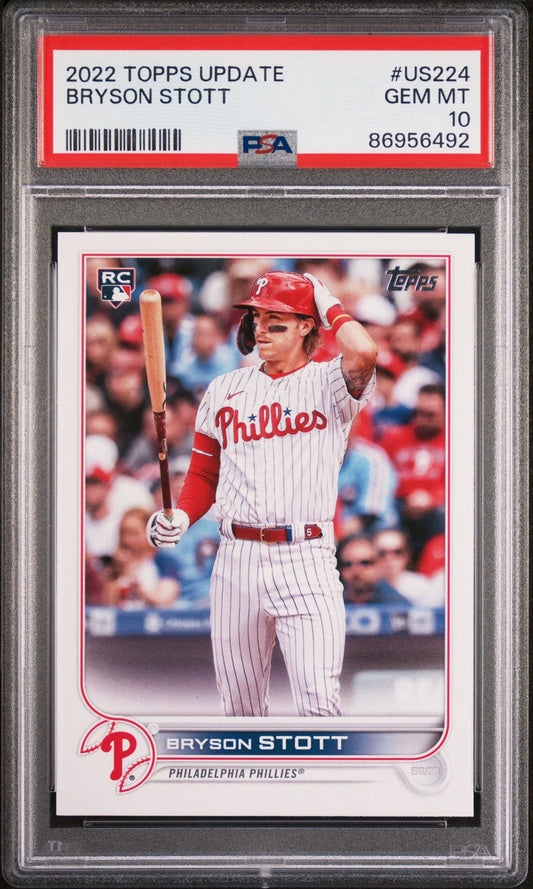 Graded 2022 Topps Update Bryson Stott #US224 Rookie RC Baseball Card PSA 10 Gem Mint