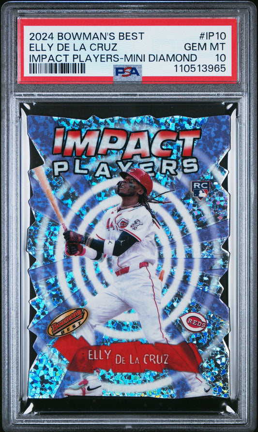 Graded 2024 Topps Bowmans Best Elly De La Cruz #IP10 Impact Players Mini Diamond Rookie RC Baseball Card PSA 10 Gem Mint