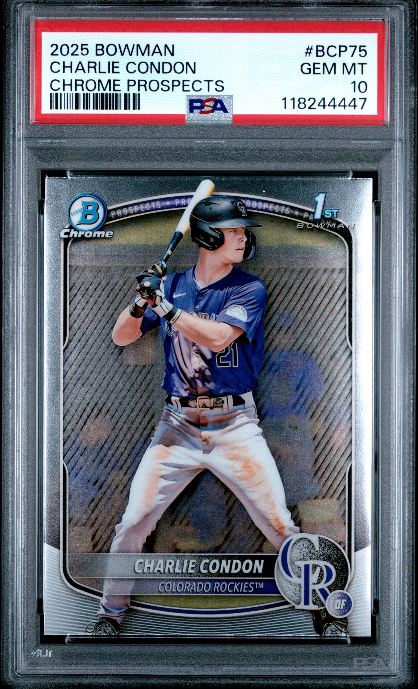 Graded 2025 Topps Bowman Charlie Condon #BCP75 Chrome Prospects Rookie RC Baseball Card PSA 10 Gem Mint - Sport Cards