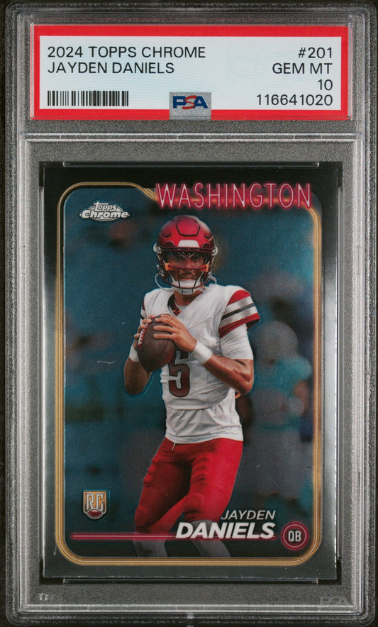 Graded 2024 Topps Chrome Jayden Daniels #201 Rookie RC Football Card PSA 10 Gem Mint