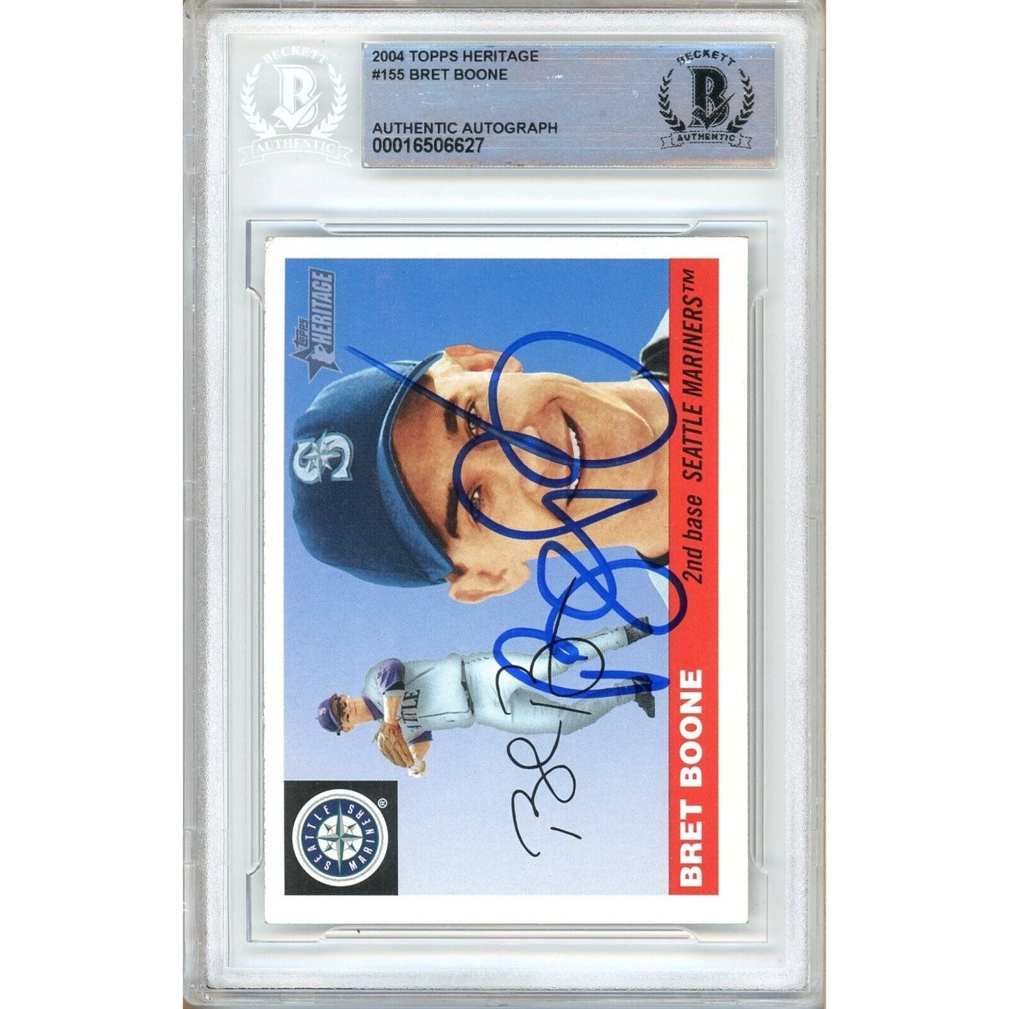 2004 Topps #155 — Bret Boone Seattle Mariners Autographed Trading Card — Beckett Authentication