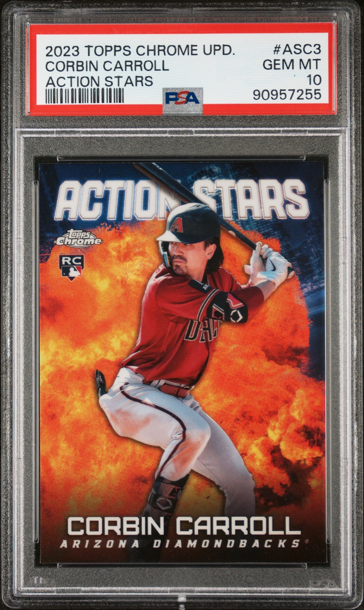 Graded 2023 Topps Chrome Update Corbin Carroll #ASC3 Action Stars Rookie RC Baseball Card PSA 10 Gem Mint