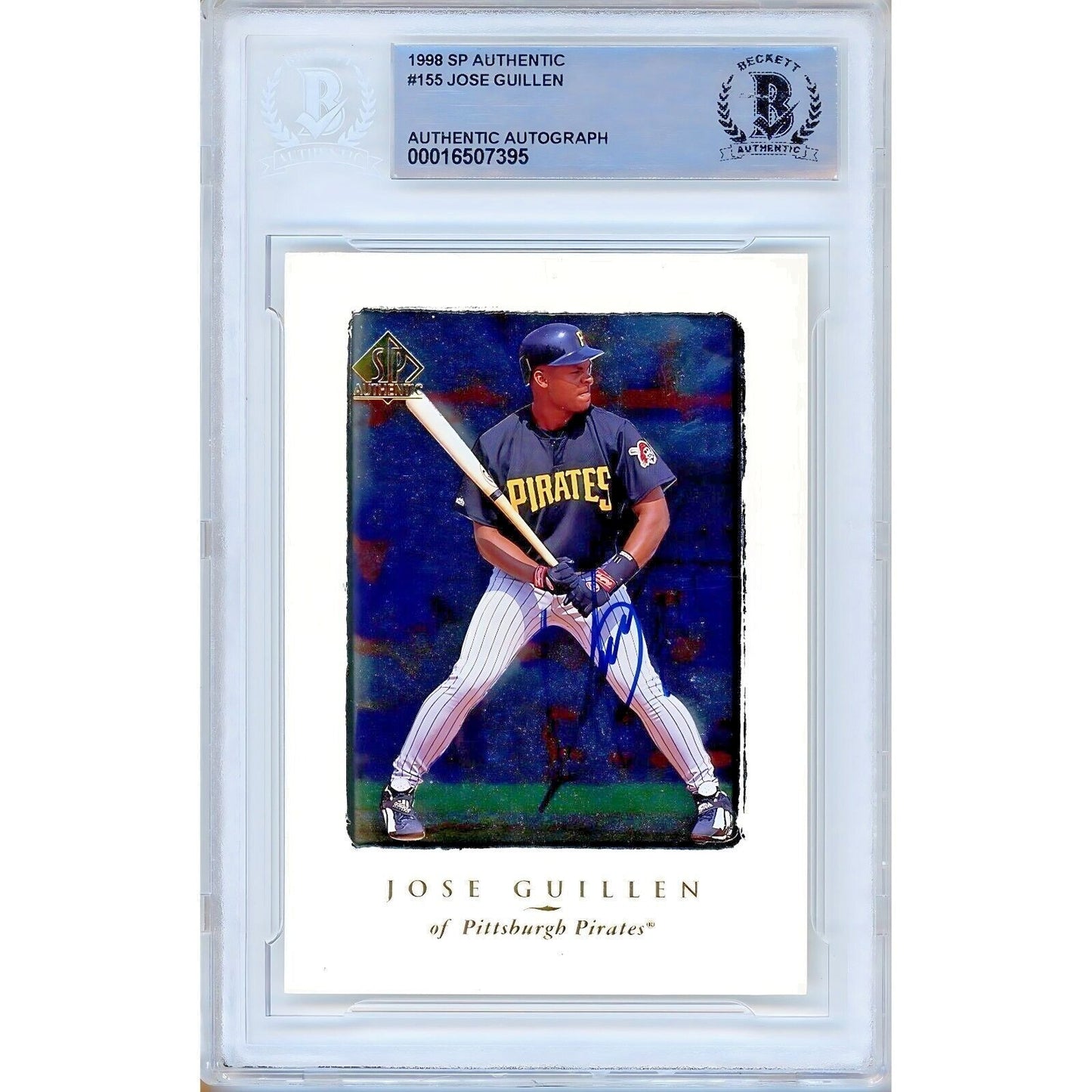1998 Upper Deck SP Authentic #155 — Jose Guillen Pittsburgh Pirates Autographed Trading Card — Beckett Authentication